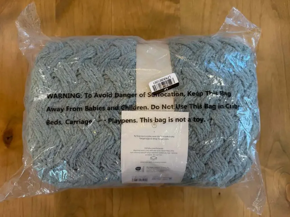 Threshold Cable Knit Throw Blanket Slate Blue 50x60 NEW